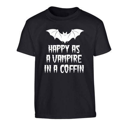 Happy as a vampire in a coffin Children's black Tshirt 12-13 Years