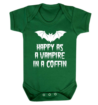Happy as a vampire in a coffin Baby Vest green 18-24 months
