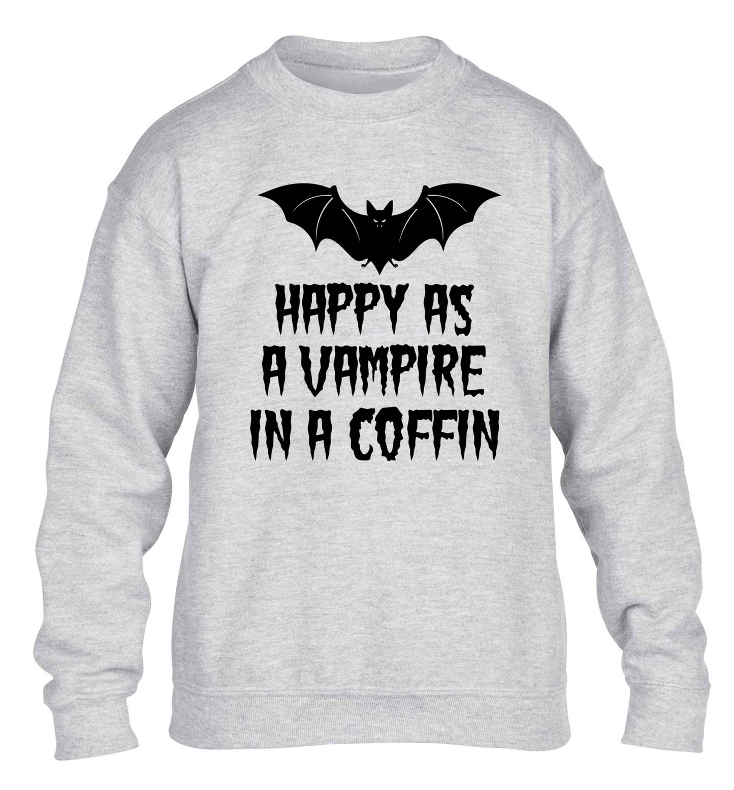 Happy as a vampire in a coffin children's grey sweater 12-13 Years