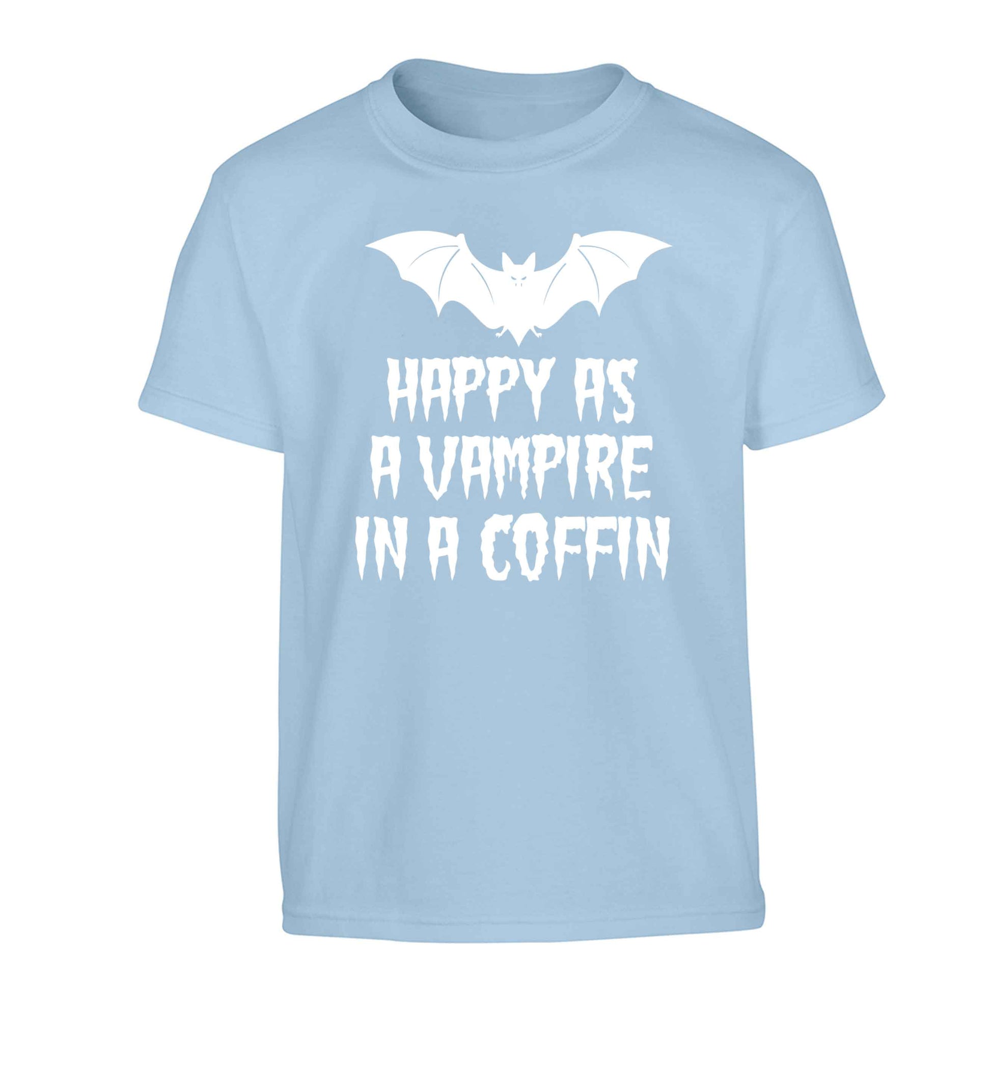 Happy as a vampire in a coffin Children's light blue Tshirt 12-13 Years