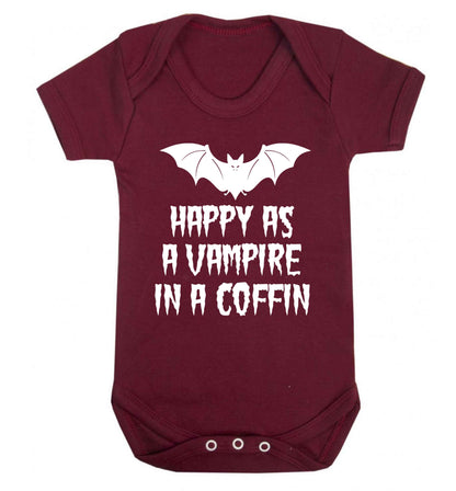 Happy as a vampire in a coffin Baby Vest maroon 18-24 months