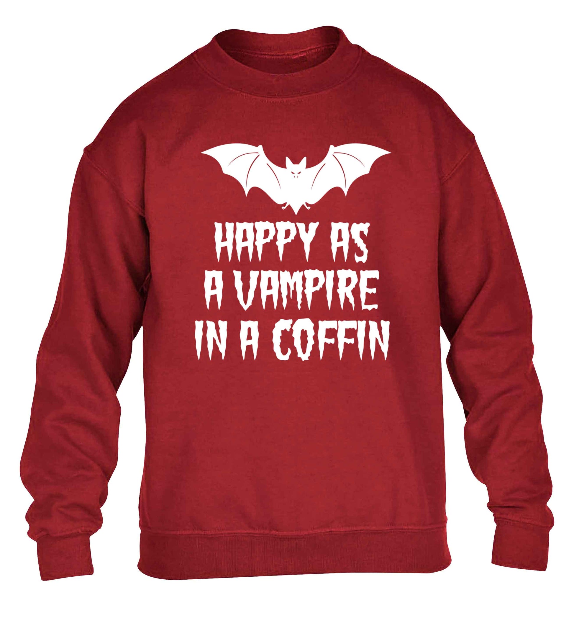 Happy as a vampire in a coffin children's grey sweater 12-13 Years