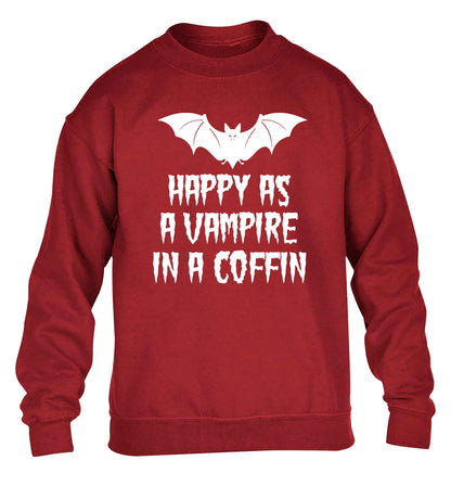 Happy as a vampire in a coffin children's grey sweater 12-13 Years