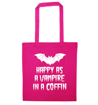 Happy as a vampire in a coffin pink tote bag