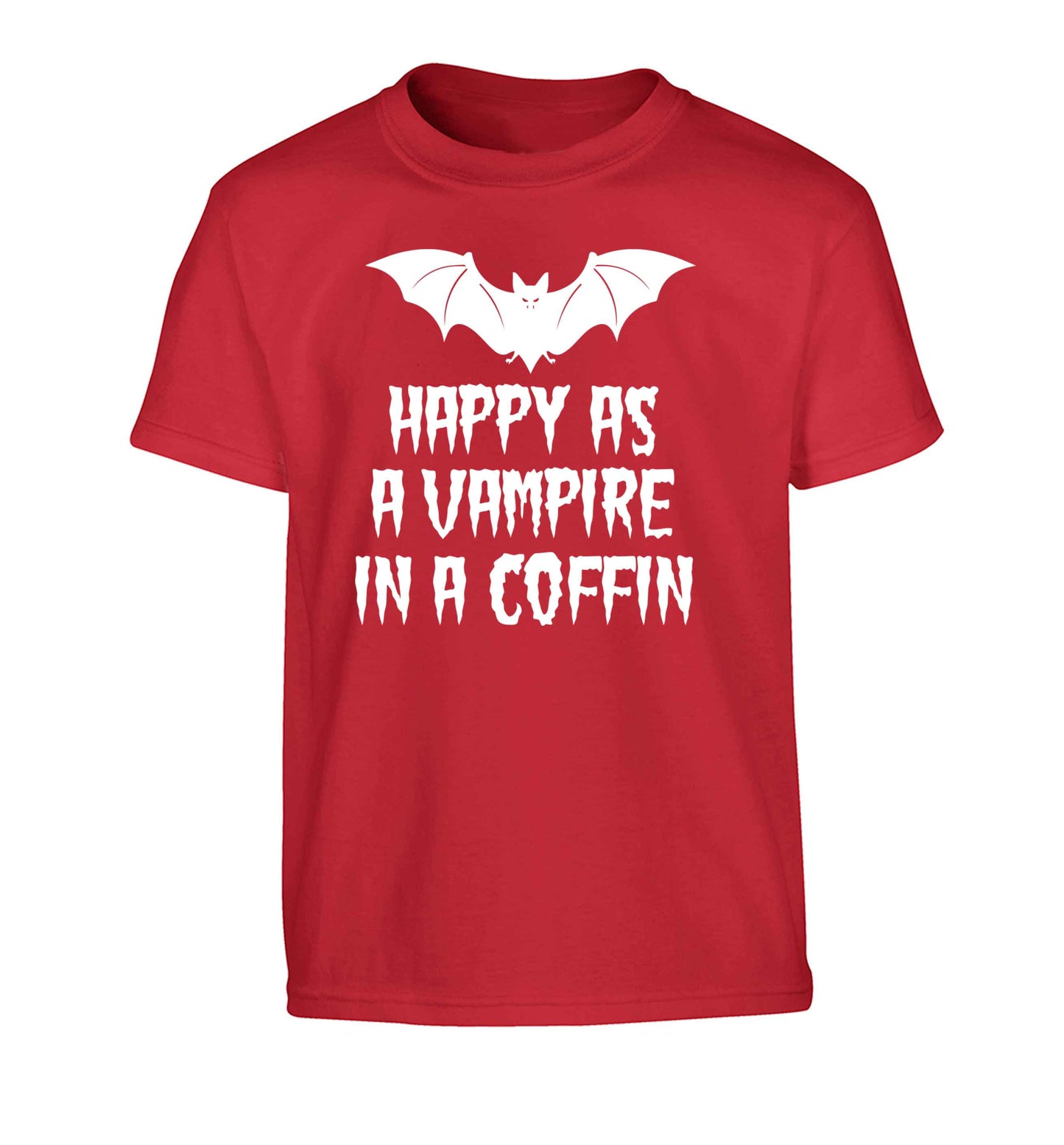 Happy as a vampire in a coffin Children's red Tshirt 12-13 Years