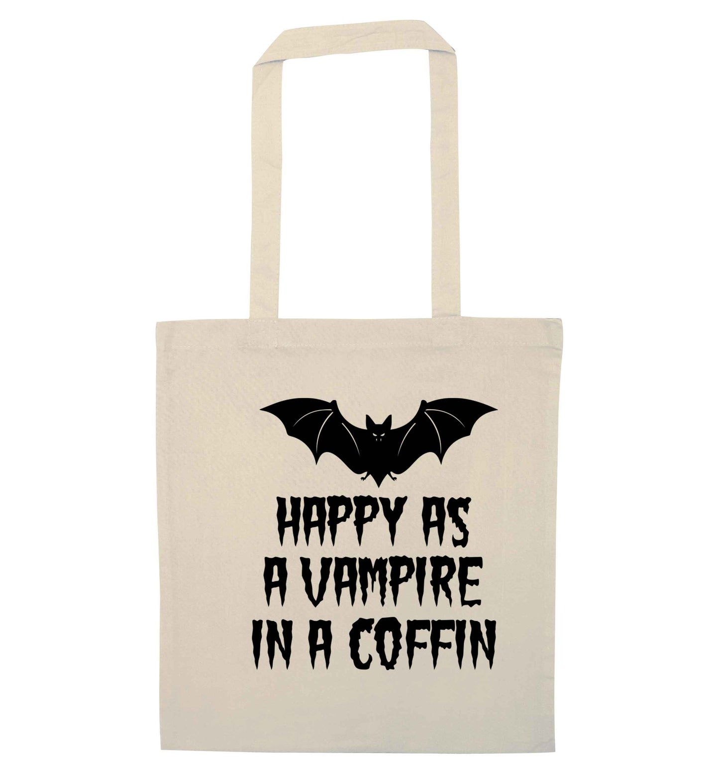Happy as a vampire in a coffin natural tote bag