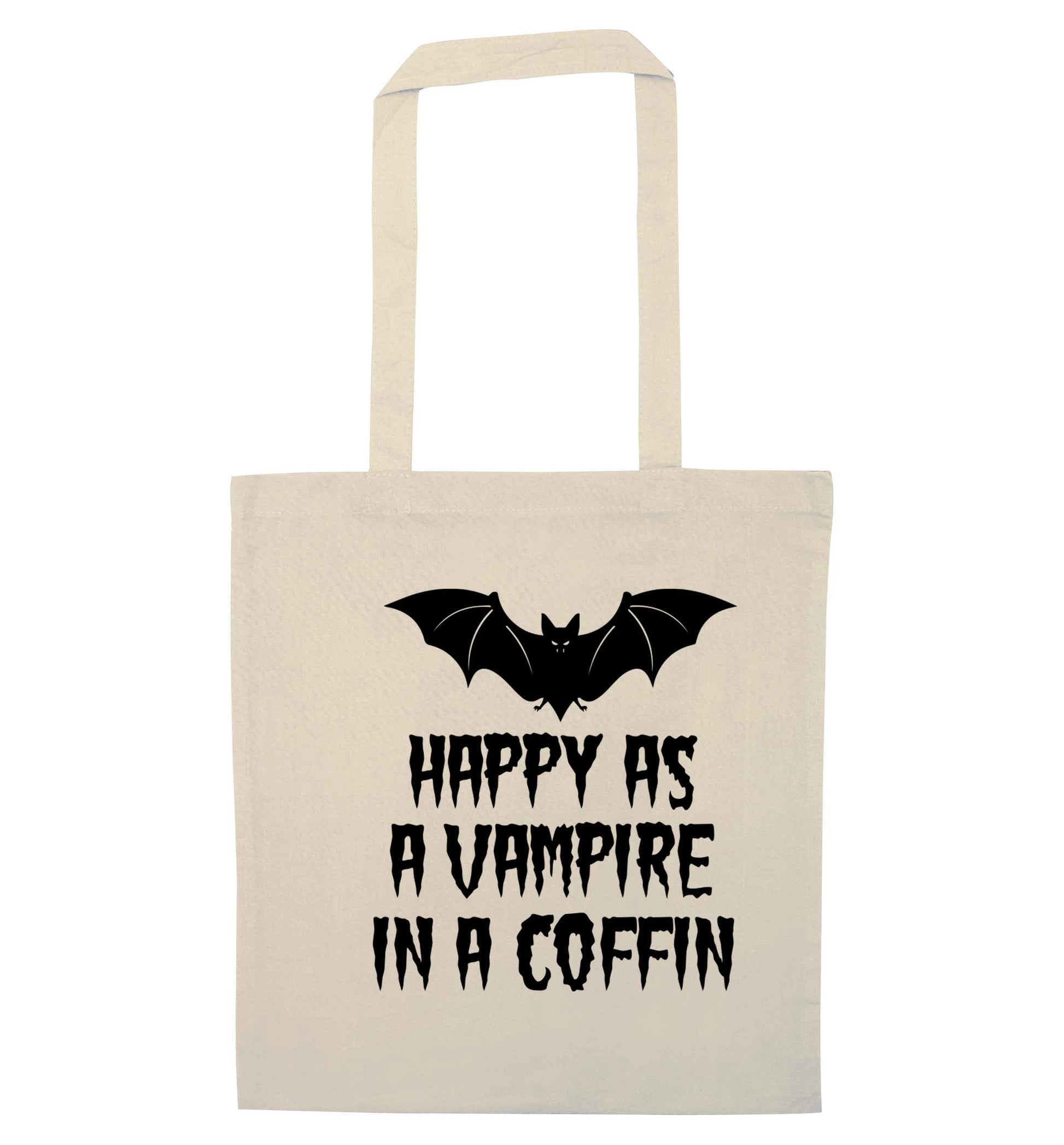 Happy as a vampire in a coffin natural tote bag