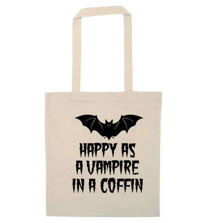 Happy as a vampire in a coffin natural tote bag