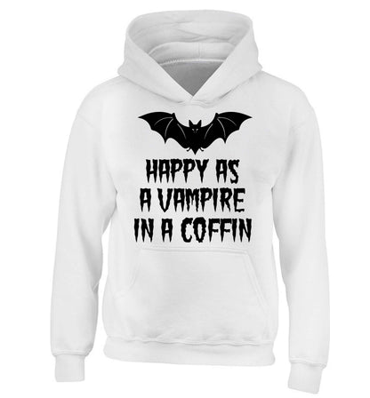 Happy as a vampire in a coffin children's white hoodie 12-13 Years