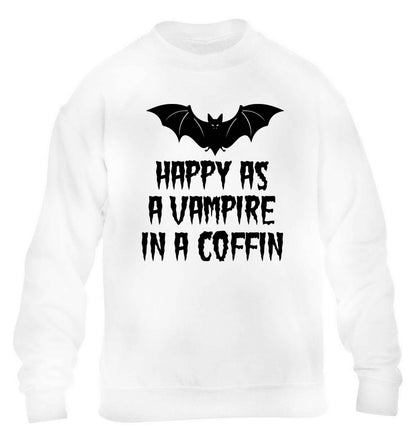 Happy as a vampire in a coffin children's white sweater 12-13 Years
