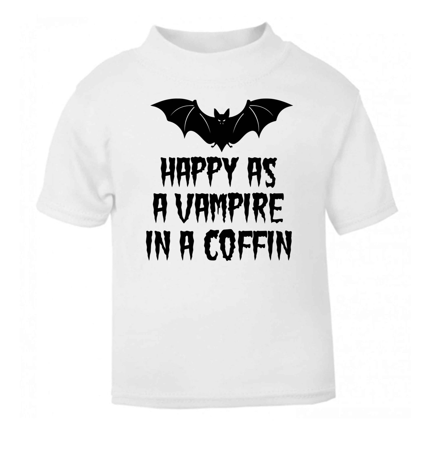 Happy as a vampire in a coffin white Baby Toddler Tshirt 2 Years