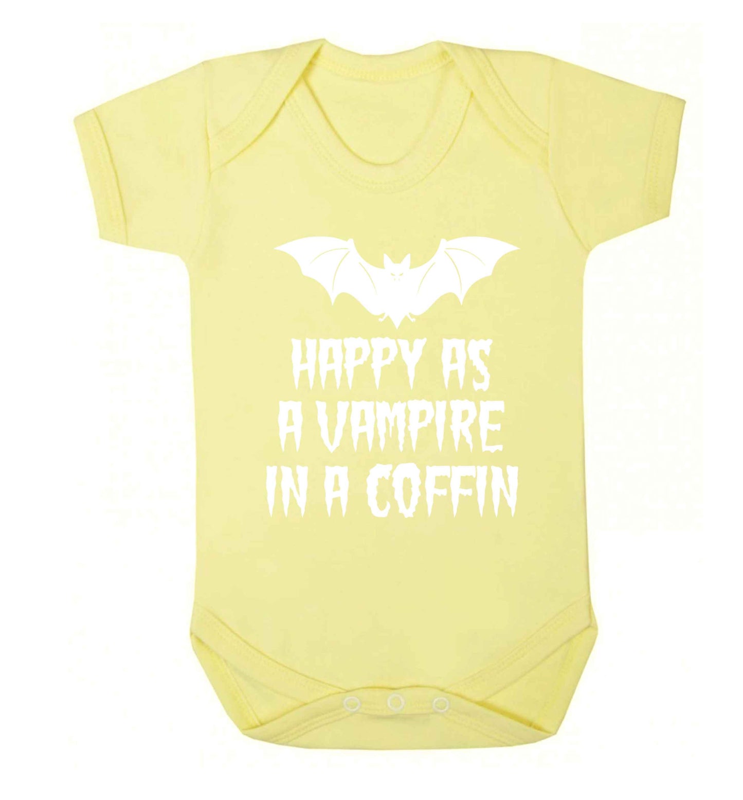 Happy as a vampire in a coffin Baby Vest pale yellow 18-24 months