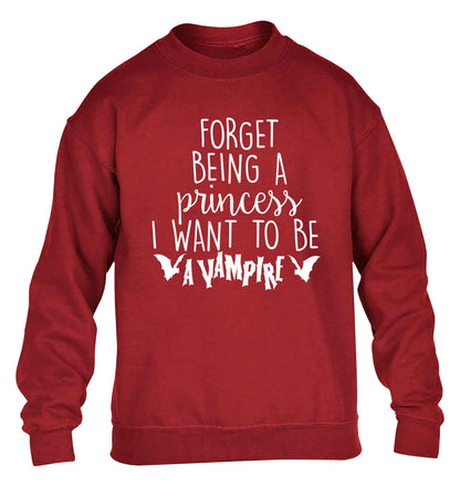 Forget being a princess I want to be a vampire children's grey sweater 12-13 Years
