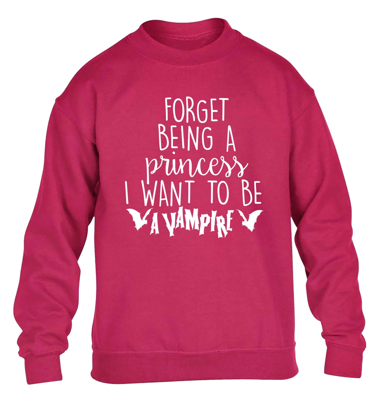 Forget being a princess I want to be a vampire children's pink sweater 12-13 Years