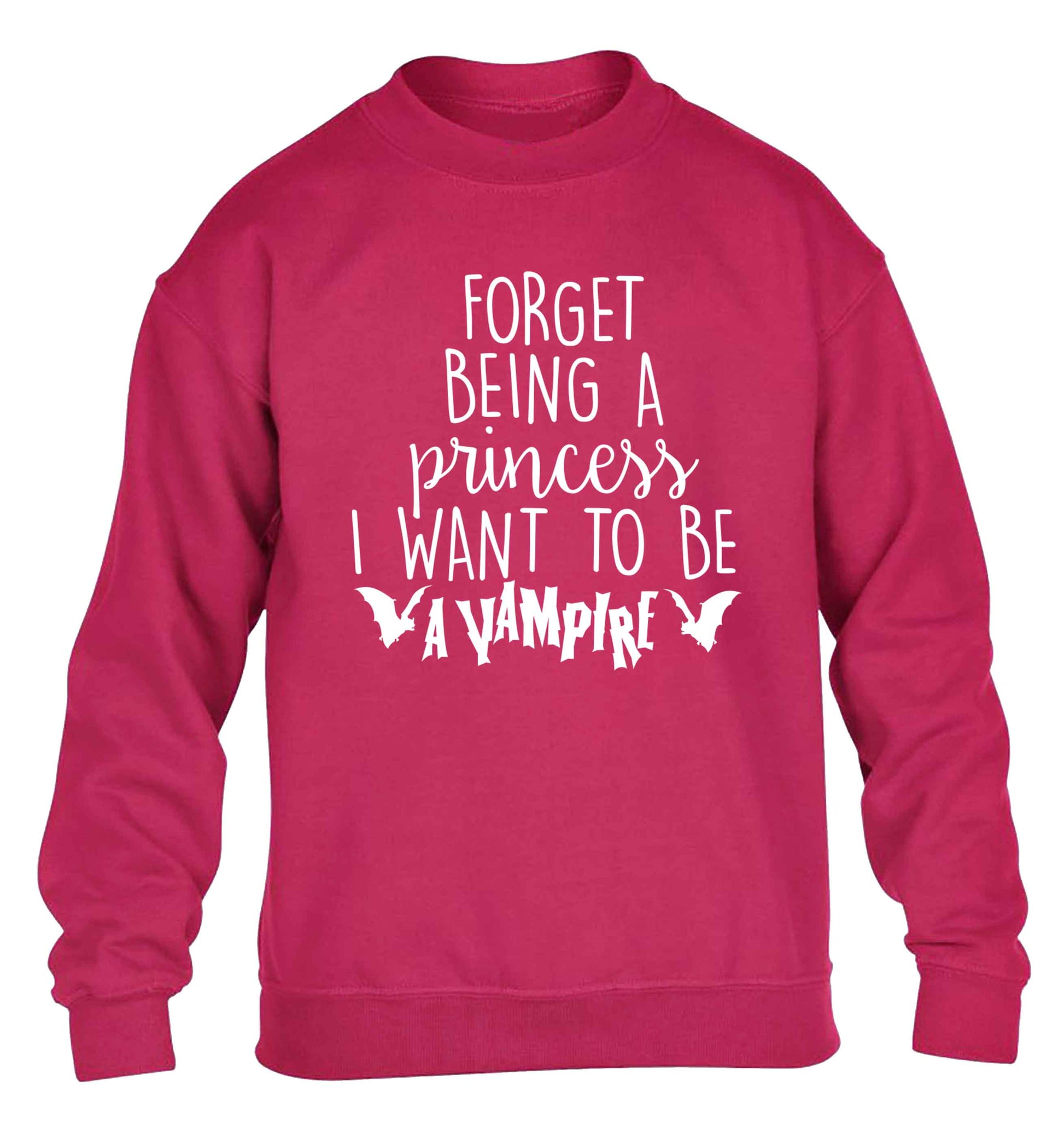 Forget being a princess I want to be a vampire children's pink sweater 12-13 Years
