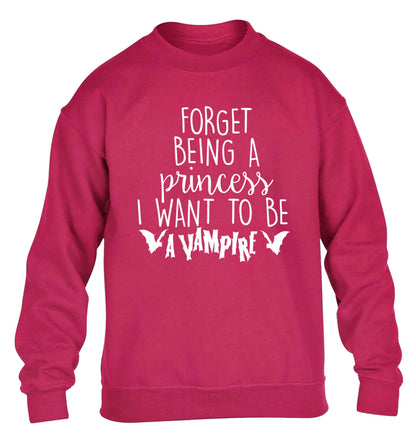 Forget being a princess I want to be a vampire children's pink sweater 12-13 Years
