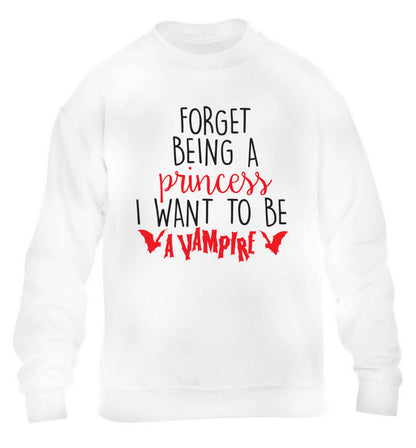 Forget being a princess I want to be a vampire children's white sweater 12-13 Years