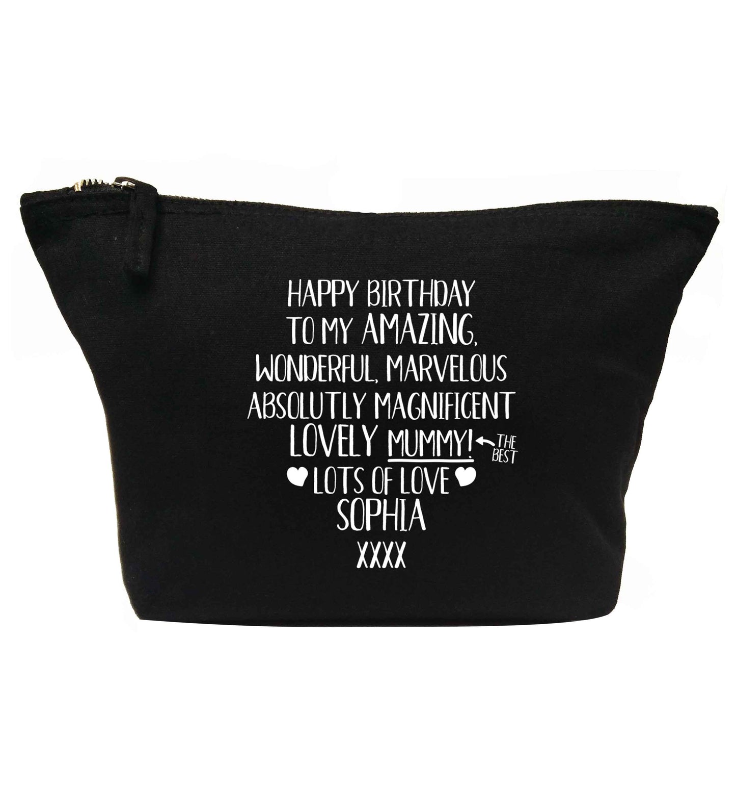 Personalised happy birthday to my amazing, wonderful, lovely mummy | makeup / wash bag