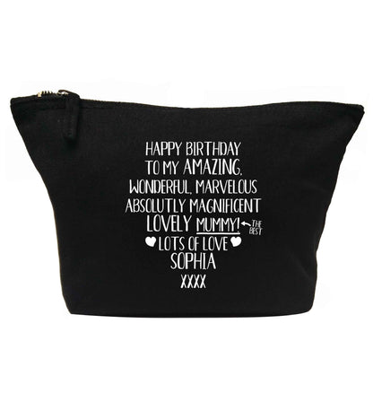 Personalised happy birthday to my amazing, wonderful, lovely mummy | makeup / wash bag