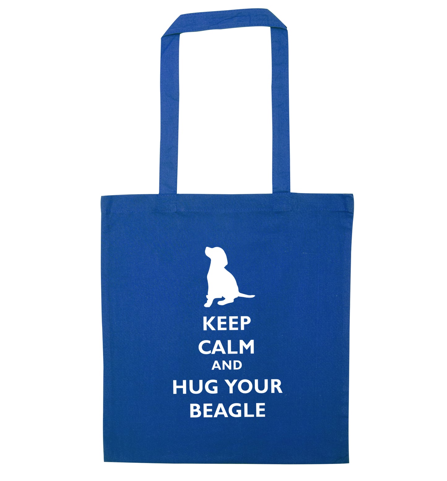 Keep calm and hug your beagle blue tote bag