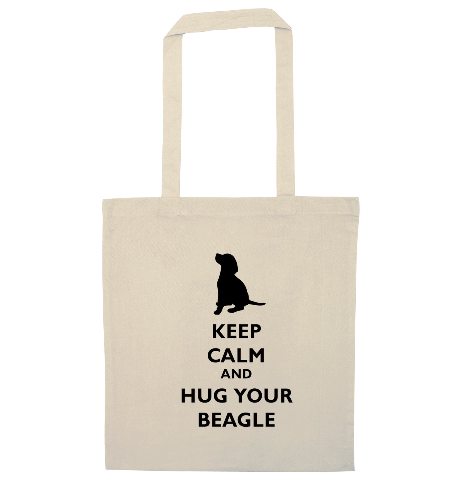 Keep calm and hug your beagle natural tote bag