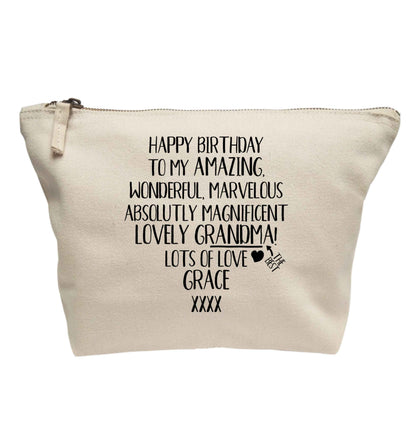 Personalised happy birthday to my amazing, wonderful, lovely grandma | makeup / wash bag