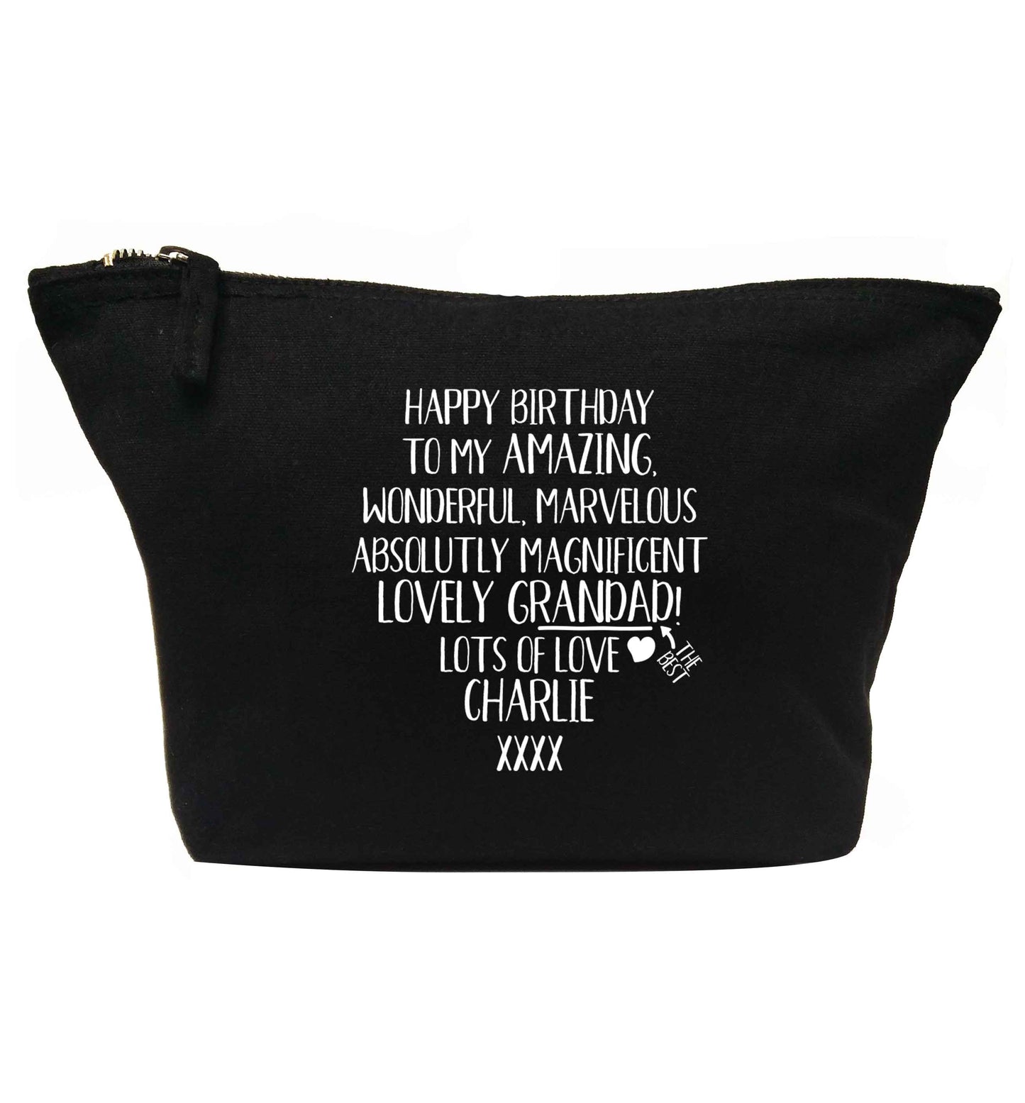 Personalised happy birthday to my amazing, wonderful, lovely grandad | makeup / wash bag