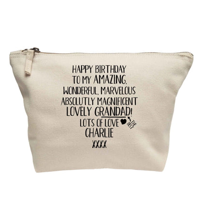 Personalised happy birthday to my amazing, wonderful, lovely grandad | makeup / wash bag