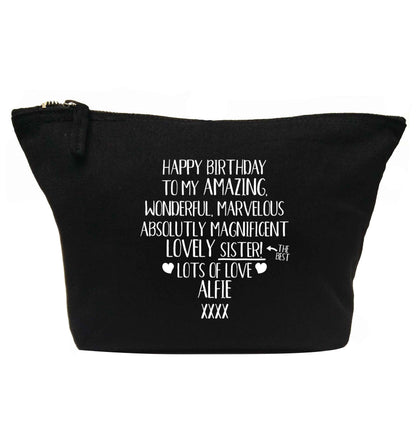 Personalised happy birthday to my amazing, wonderful, lovely sister | makeup / wash bag