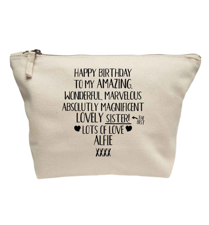 Personalised happy birthday to my amazing, wonderful, lovely sister | makeup / wash bag