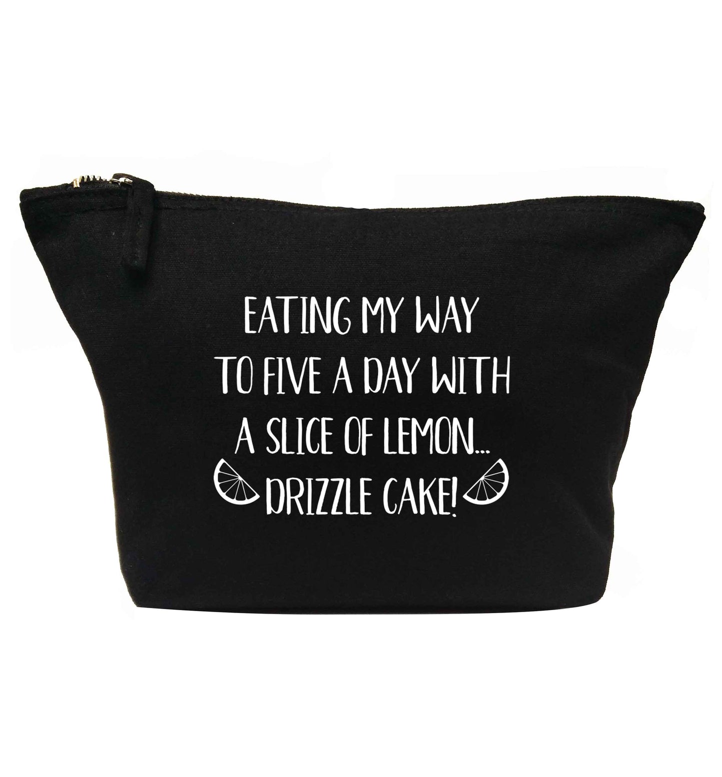 Eating my way to five a day with a slice of lemon drizzle cake day | makeup / wash bag