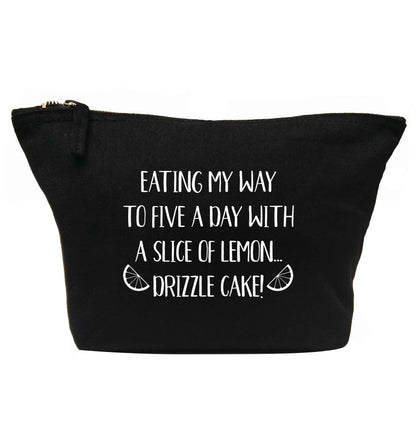 Eating my way to five a day with a slice of lemon drizzle cake day | makeup / wash bag