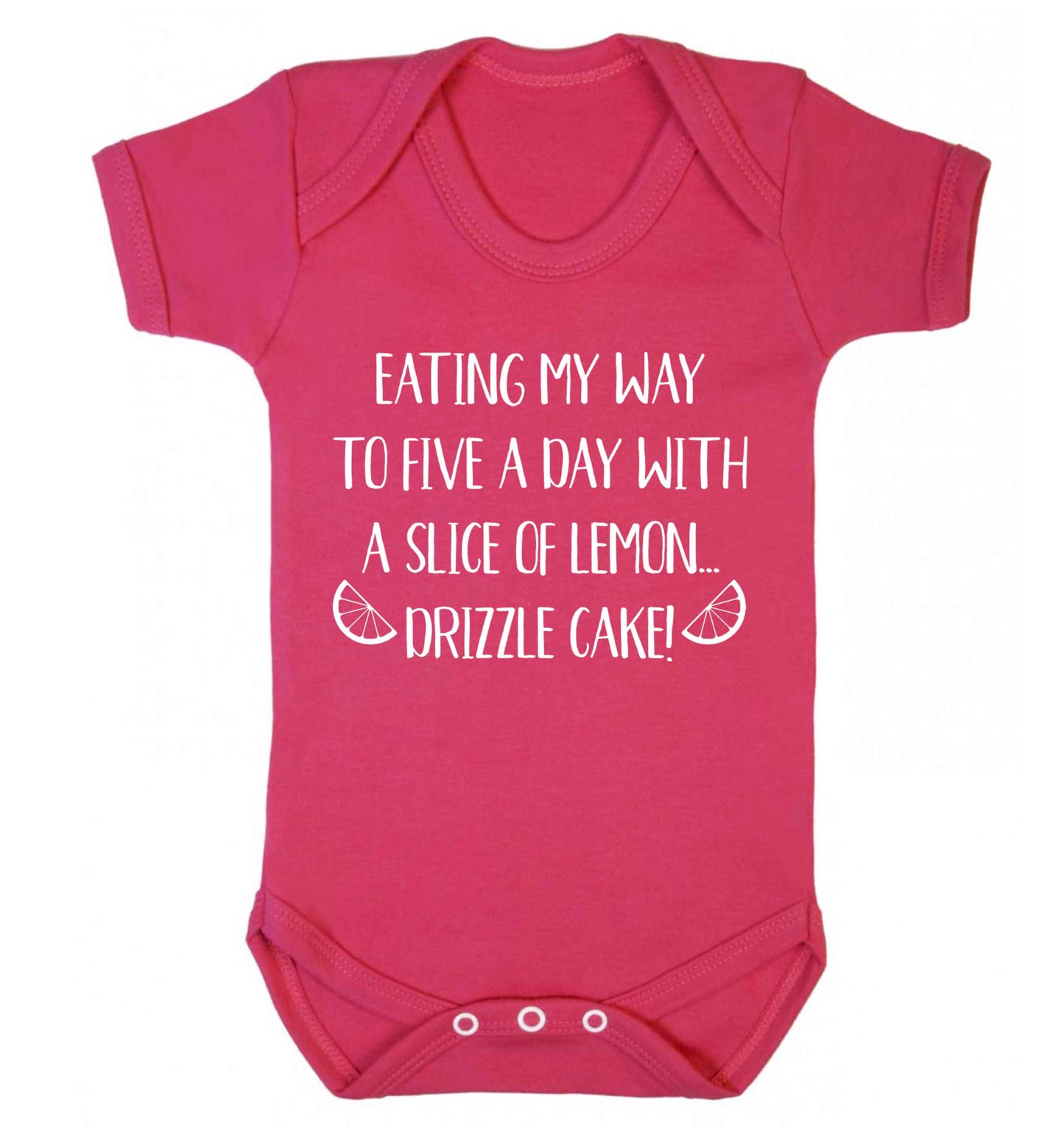 Eating my way to five a day with a slice of lemon drizzle cake day Baby Vest dark pink 18-24 months