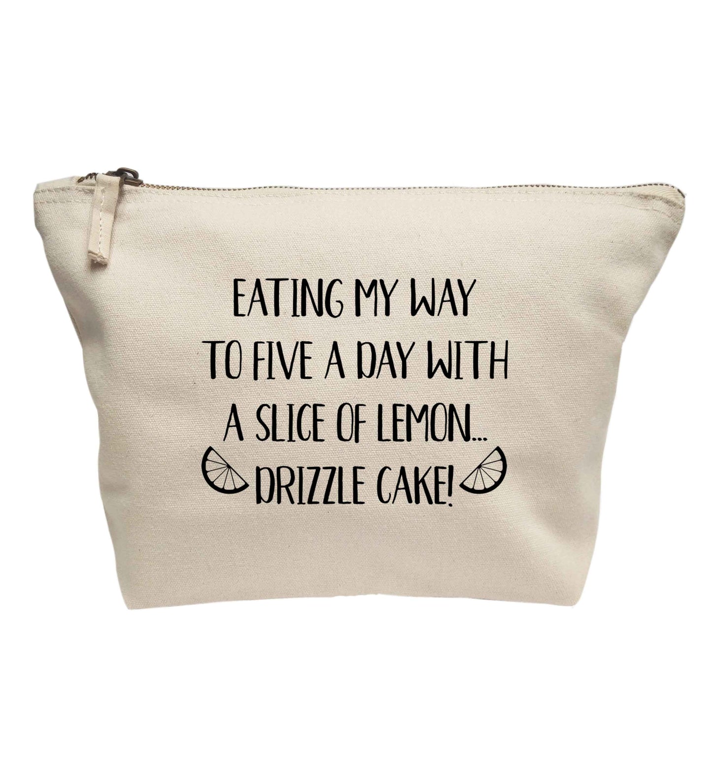 Eating my way to five a day with a slice of lemon drizzle cake day | makeup / wash bag