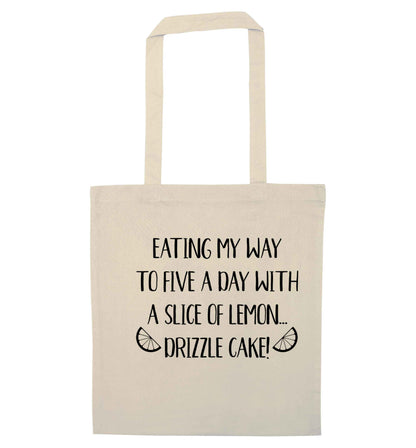 Eating my way to five a day with a slice of lemon drizzle cake day natural tote bag