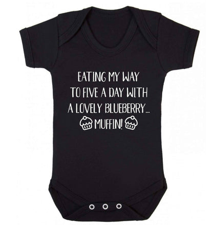 Eating my way to five a day with a lovely blueberry muffin Baby Vest black 18-24 months