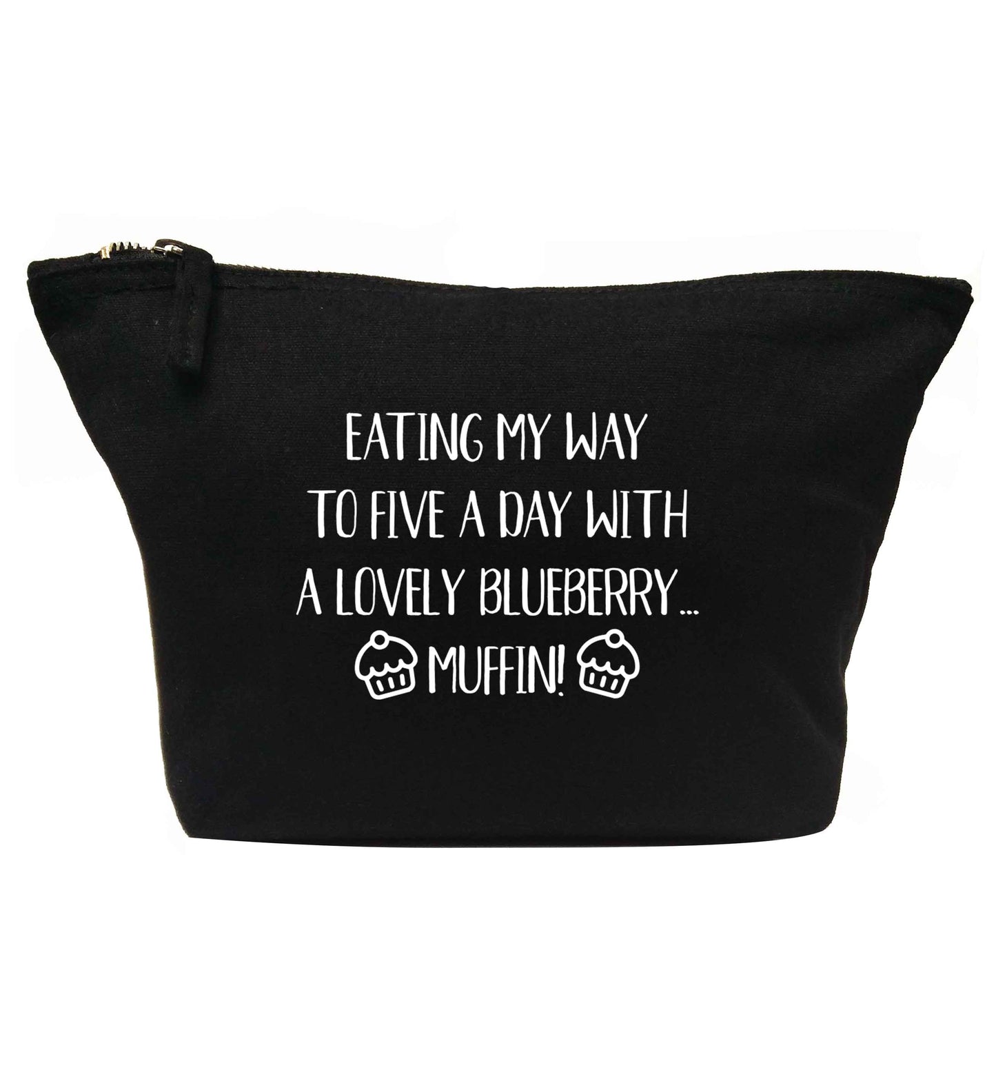 Eating my way to five a day with a lovely blueberry muffin | makeup / wash bag