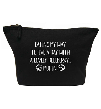 Eating my way to five a day with a lovely blueberry muffin | makeup / wash bag