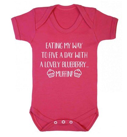 Eating my way to five a day with a lovely blueberry muffin Baby Vest dark pink 18-24 months