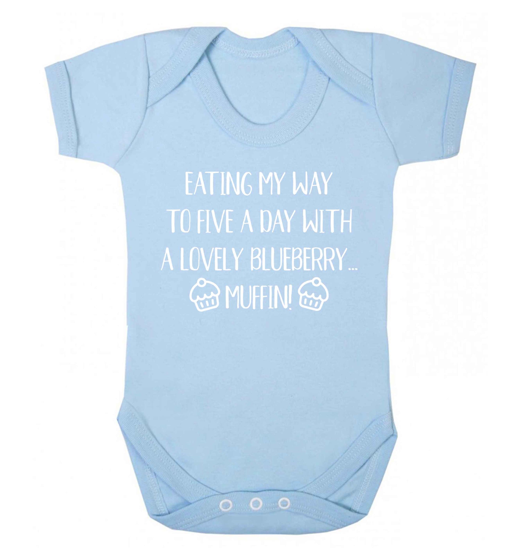 Eating my way to five a day with a lovely blueberry muffin Baby Vest pale blue 18-24 months