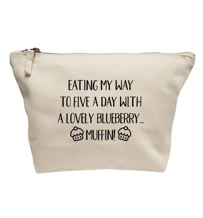 Eating my way to five a day with a lovely blueberry muffin | makeup / wash bag