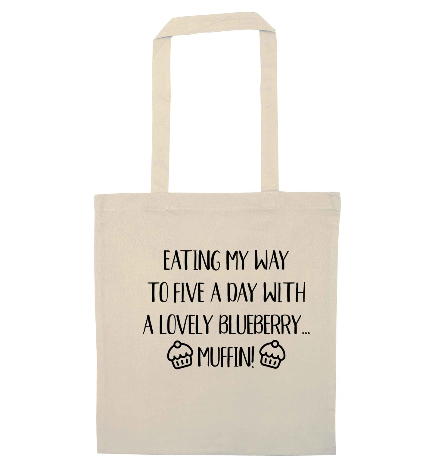 Eating my way to five a day with a lovely blueberry muffin natural tote bag