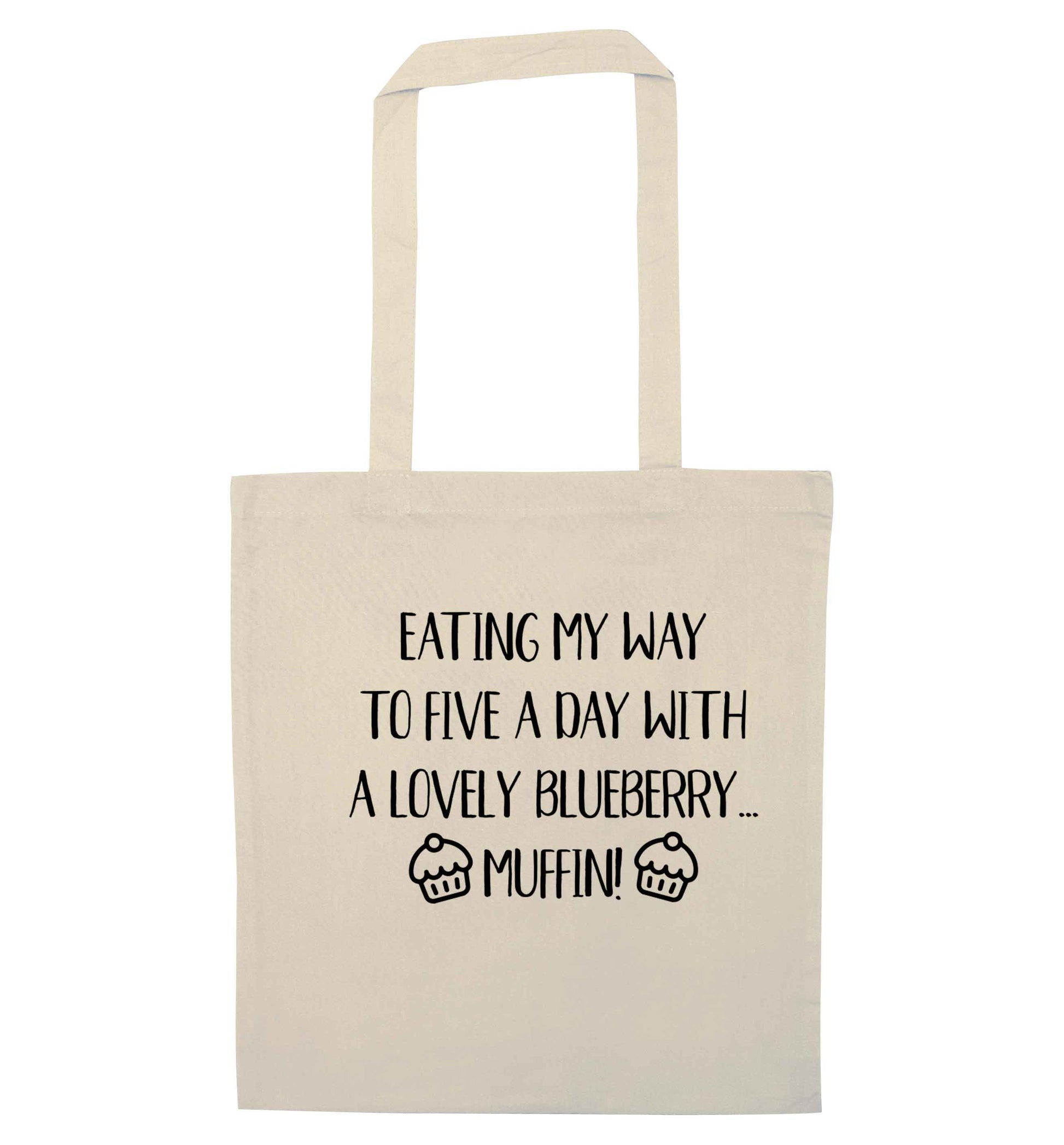 Eating my way to five a day with a lovely blueberry muffin natural tote bag