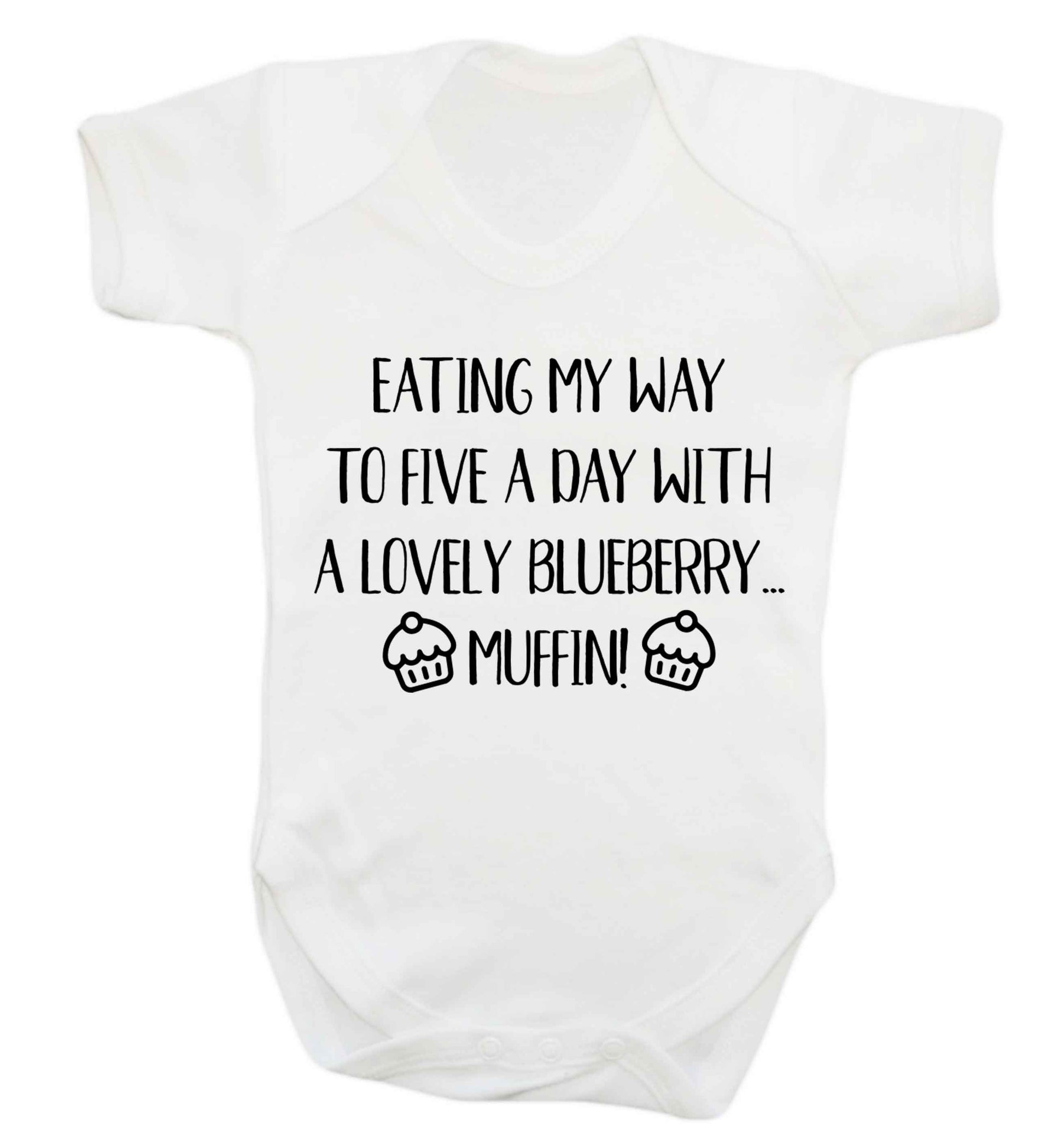 Eating my way to five a day with a lovely blueberry muffin Baby Vest white 18-24 months