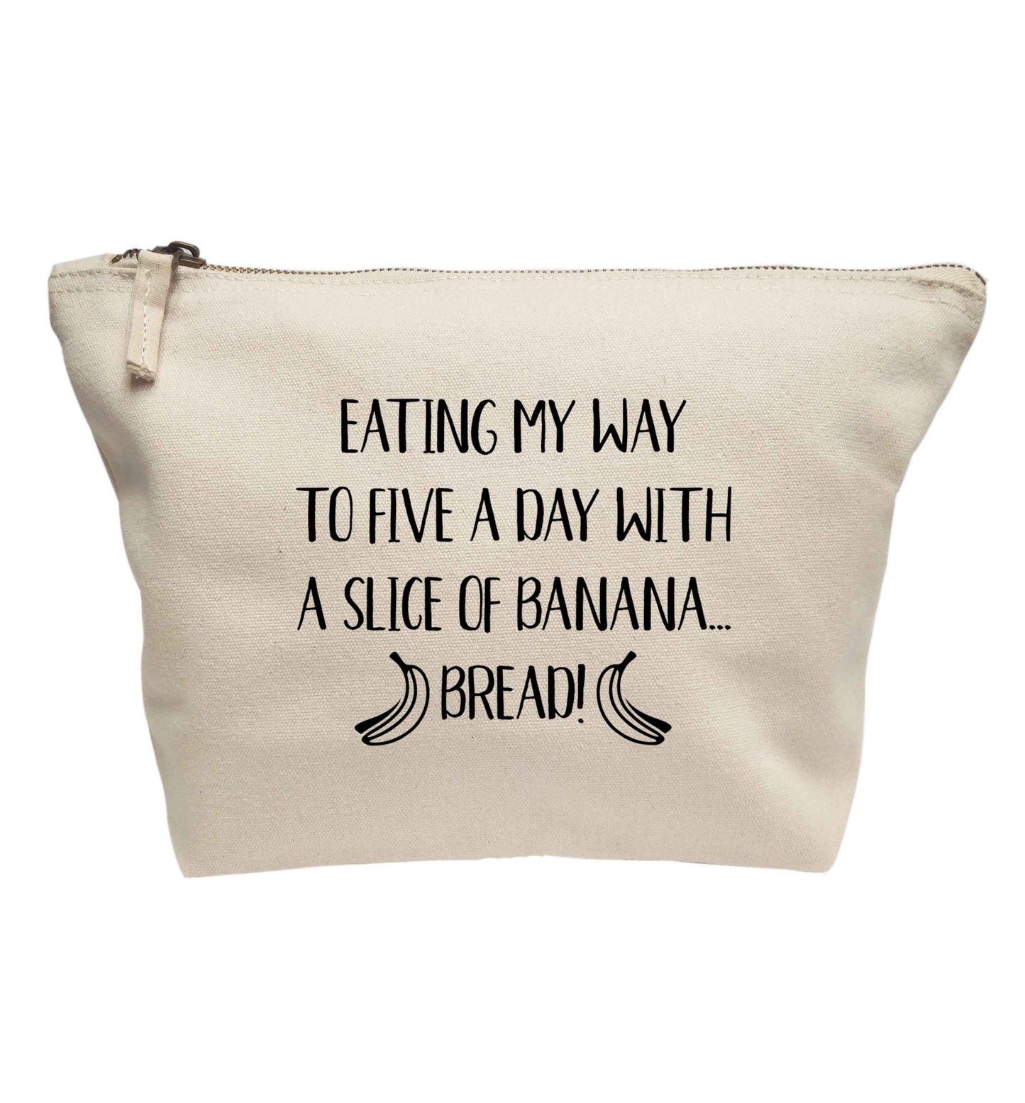 Eating my way to five a day with a slice of banana bread | makeup / wash bag