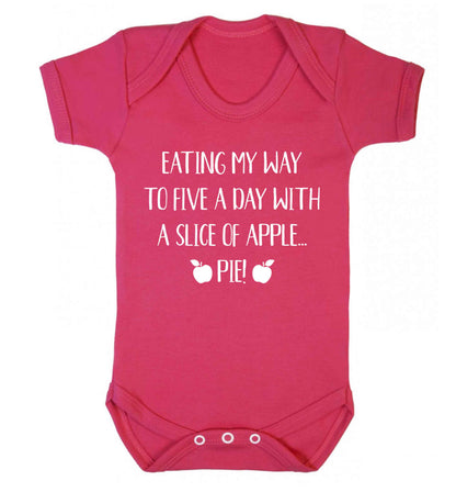 Eating my way to five a day with a slice of apple pie Baby Vest dark pink 18-24 months