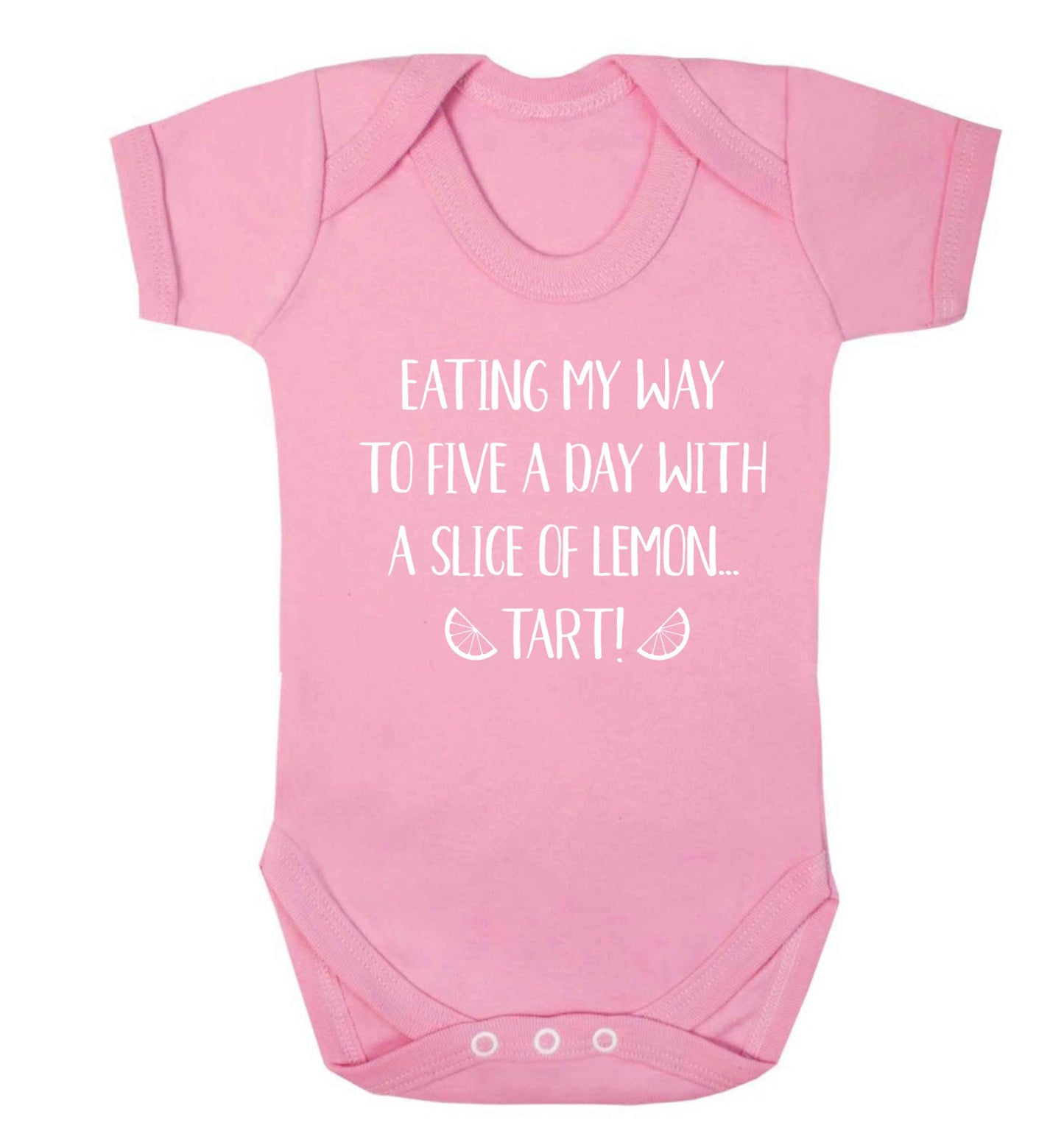 Eating my way to five a day with a slice of lemon tart Baby Vest pale pink 18-24 months