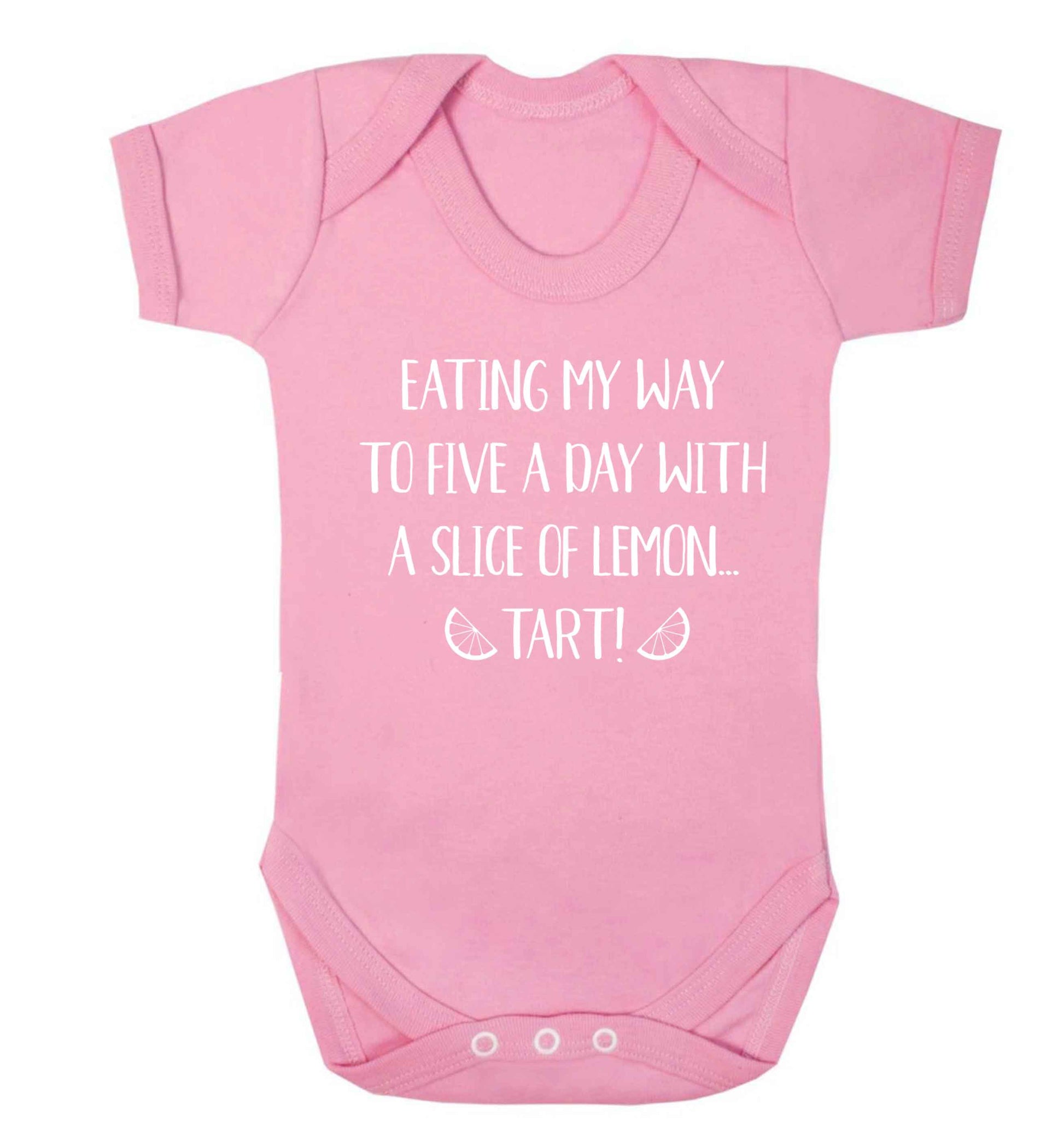 Eating my way to five a day with a slice of lemon tart Baby Vest pale pink 18-24 months
