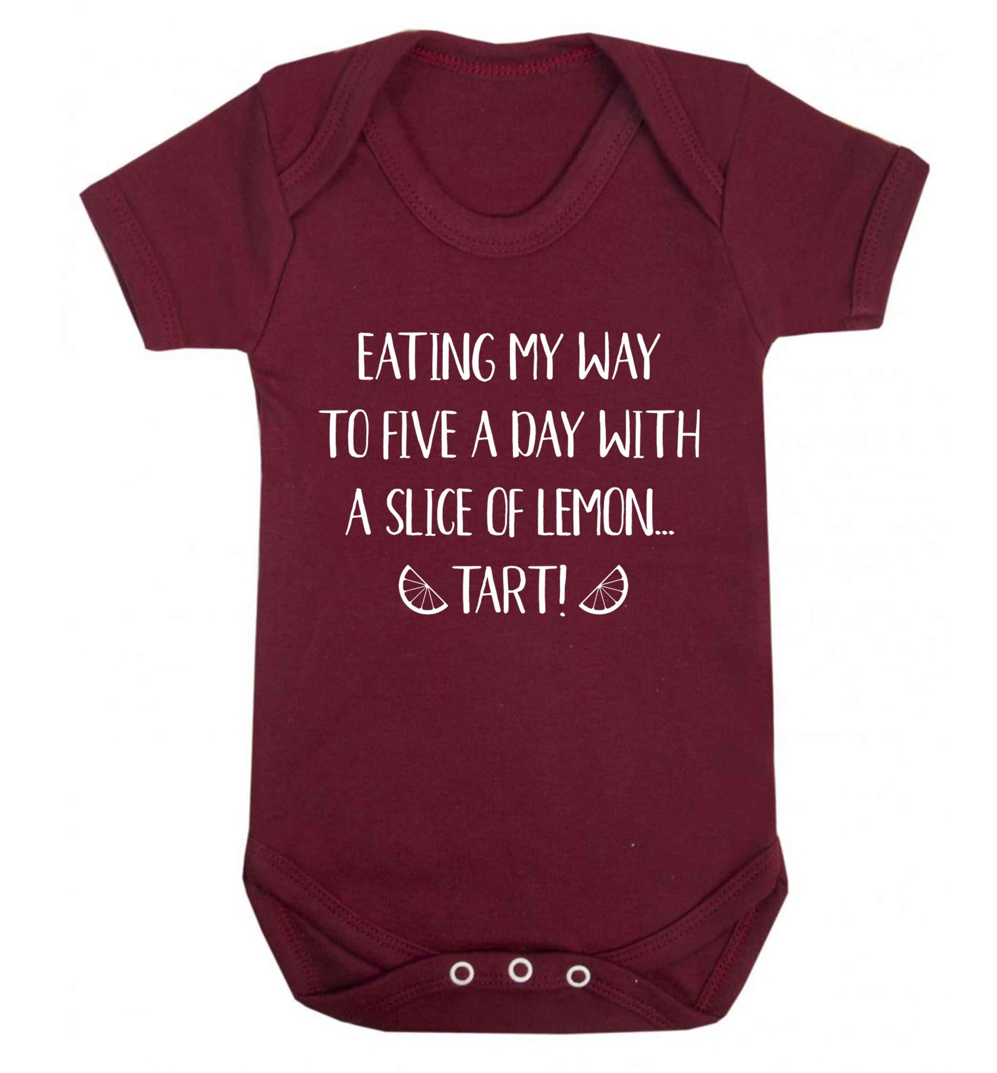 Eating my way to five a day with a slice of lemon tart Baby Vest maroon 18-24 months