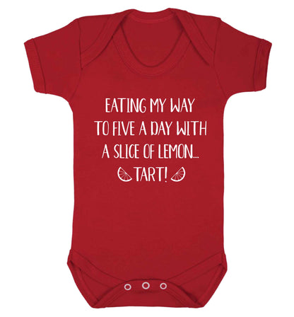 Eating my way to five a day with a slice of lemon tart Baby Vest red 18-24 months